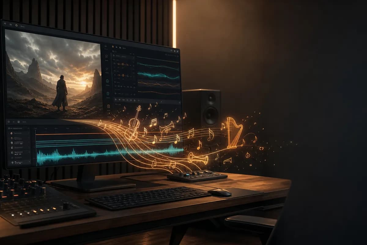 Original AI film score generated for a cinematic short film scene