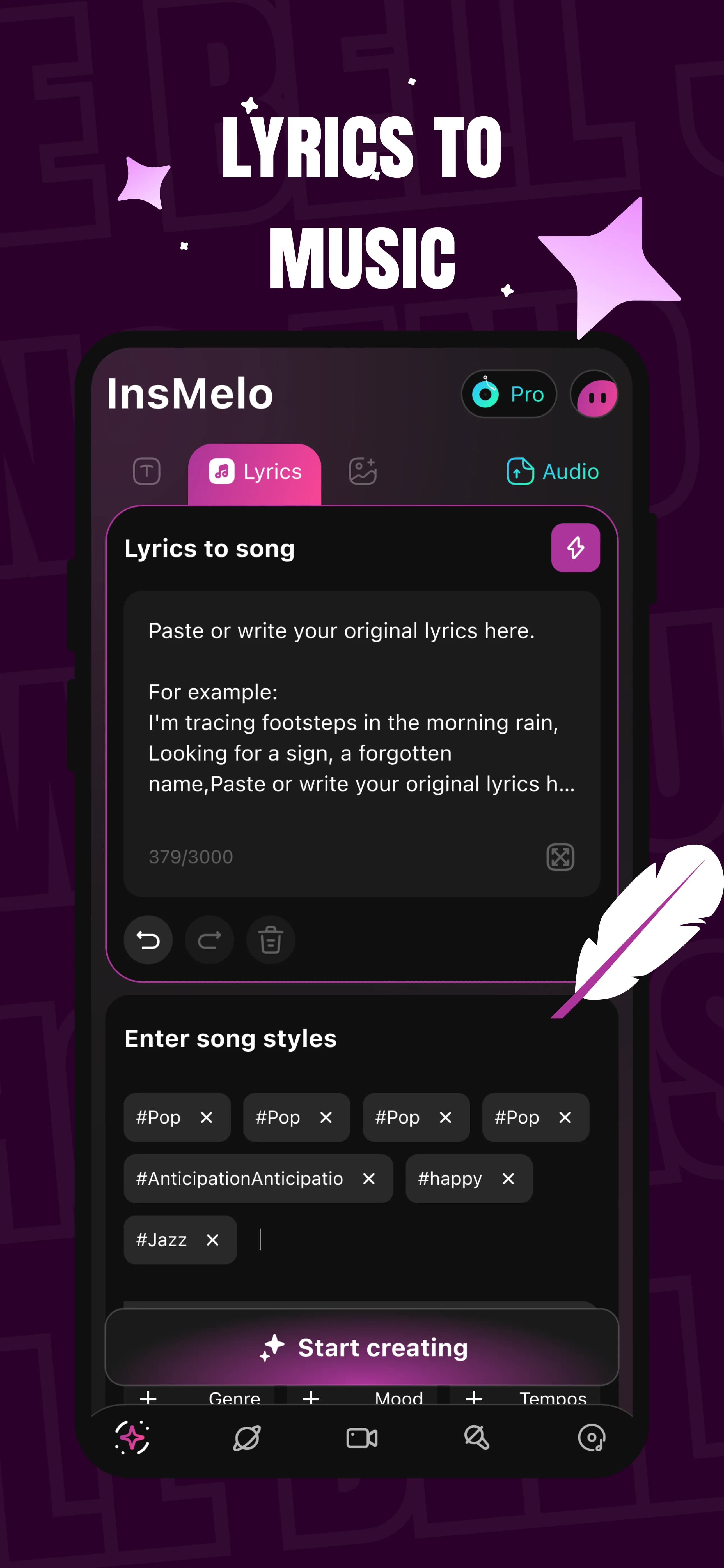 InsMelo's Lyrics to Song Generator