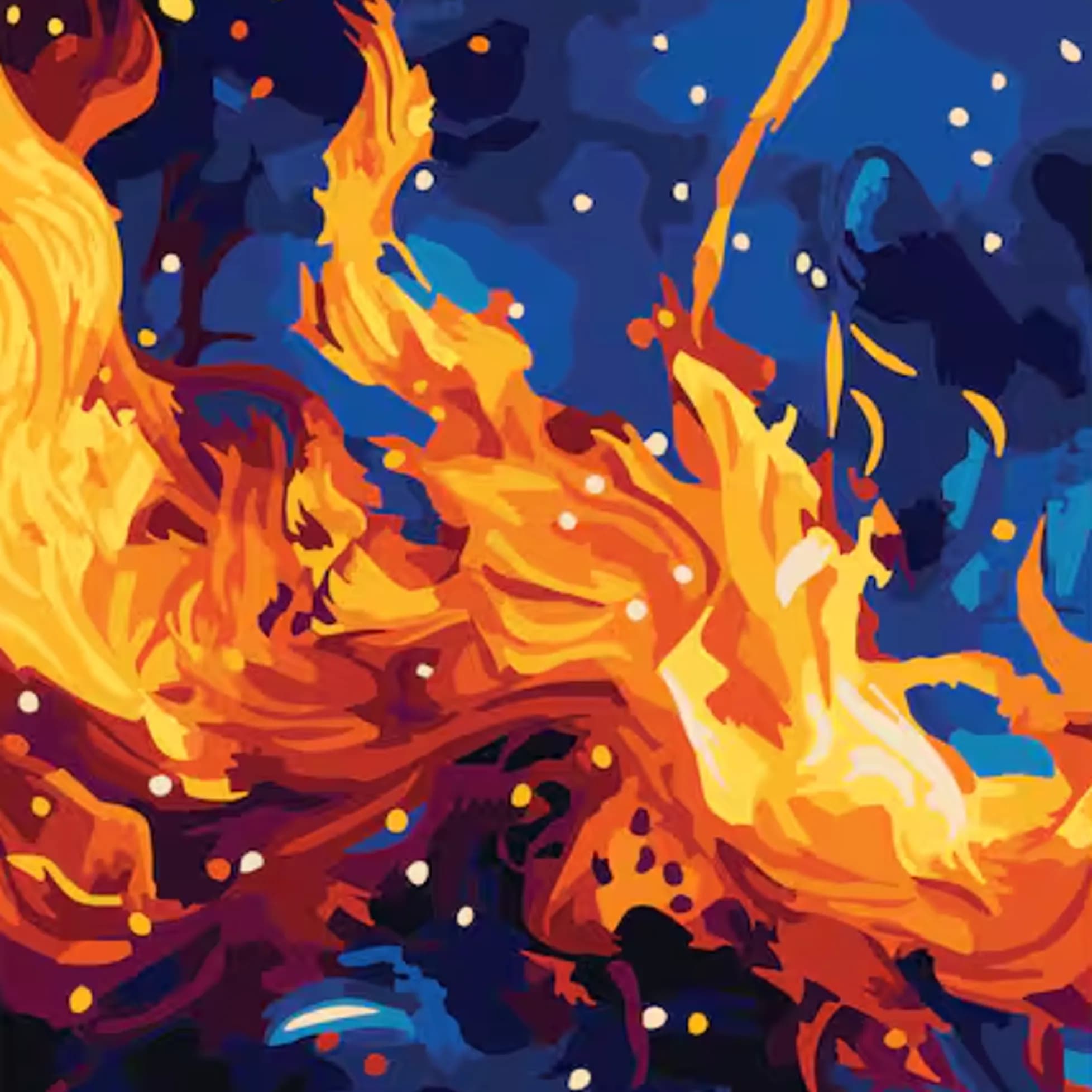 Abstract Fire Garden interpreted by an AI art music generator